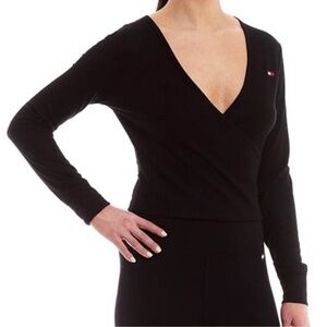 NWT Womens Tommy Hilfiger Sport Waffle Knit Faux Wrap Top Size Large Long Sleeve
